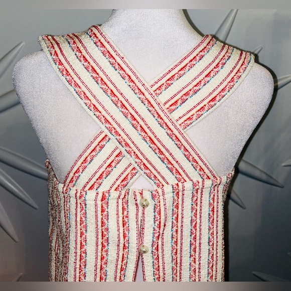 NWT Madewell SZ XS beige/red/blue/yellow boucle’ top w/wide shoulder straps - Picture 7 of 7